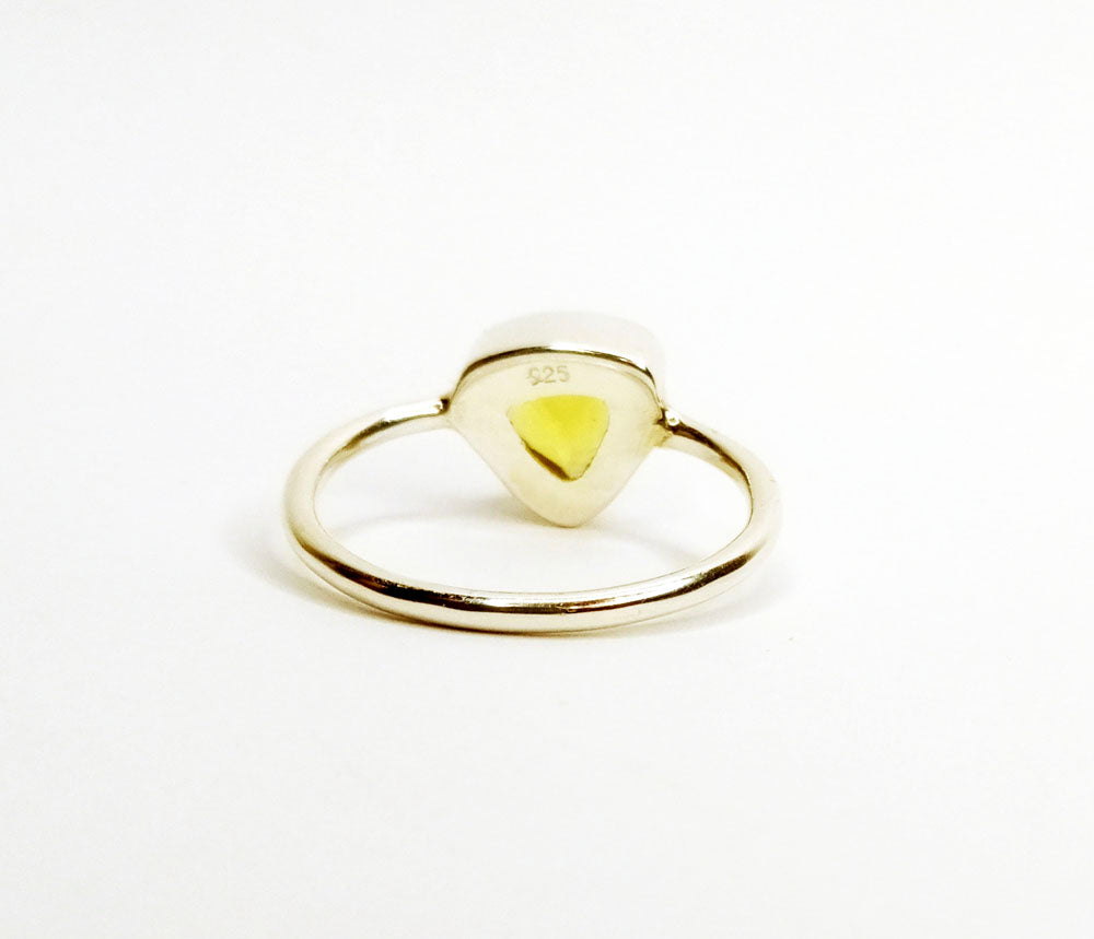 Lemon Quartz Silver Triangle Promise Ring