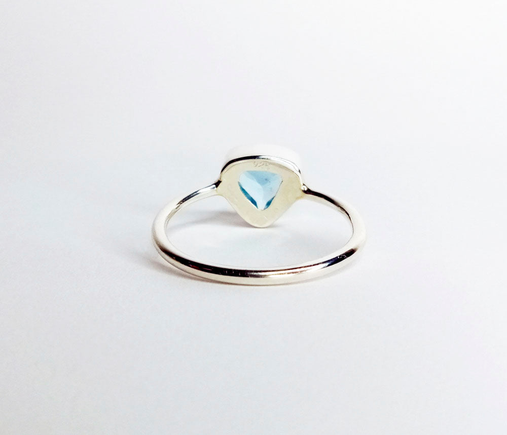 Light Blue Topaz Silver Triangle Promise Ring