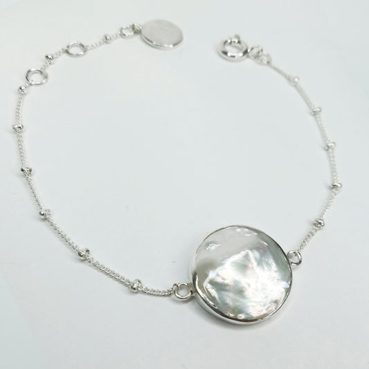 Baroque Pearl Sterling Silver Chain Bracelet