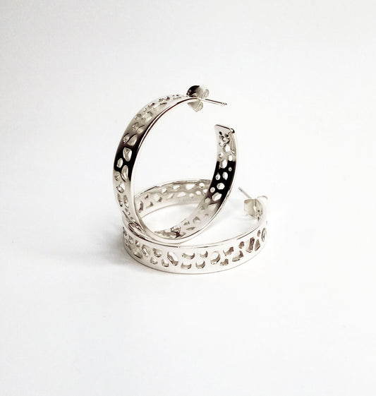 Labyrinth Sterling Silver Skinny Boho Hoops