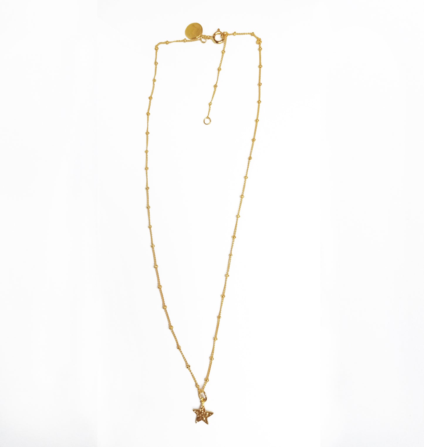 Gold Hammered Star Bobble Chain Necklace