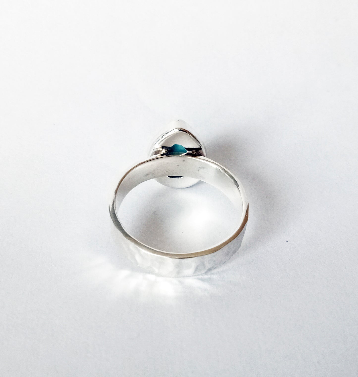 Voyager Larimar Teardrop Hammered Silver Ring