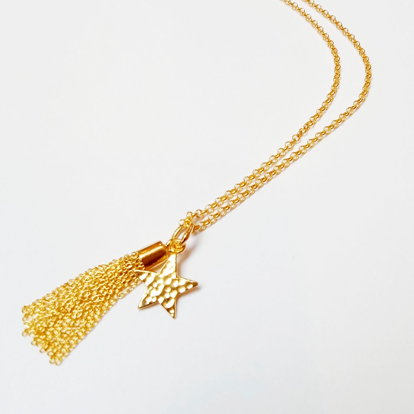 Shooting Star Tassle Necklace in Gold