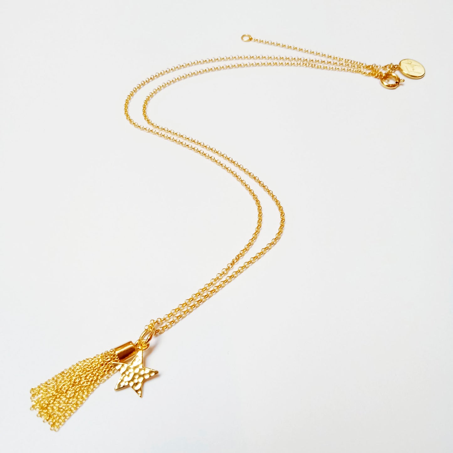 Shooting Star Tassle Necklace in Gold