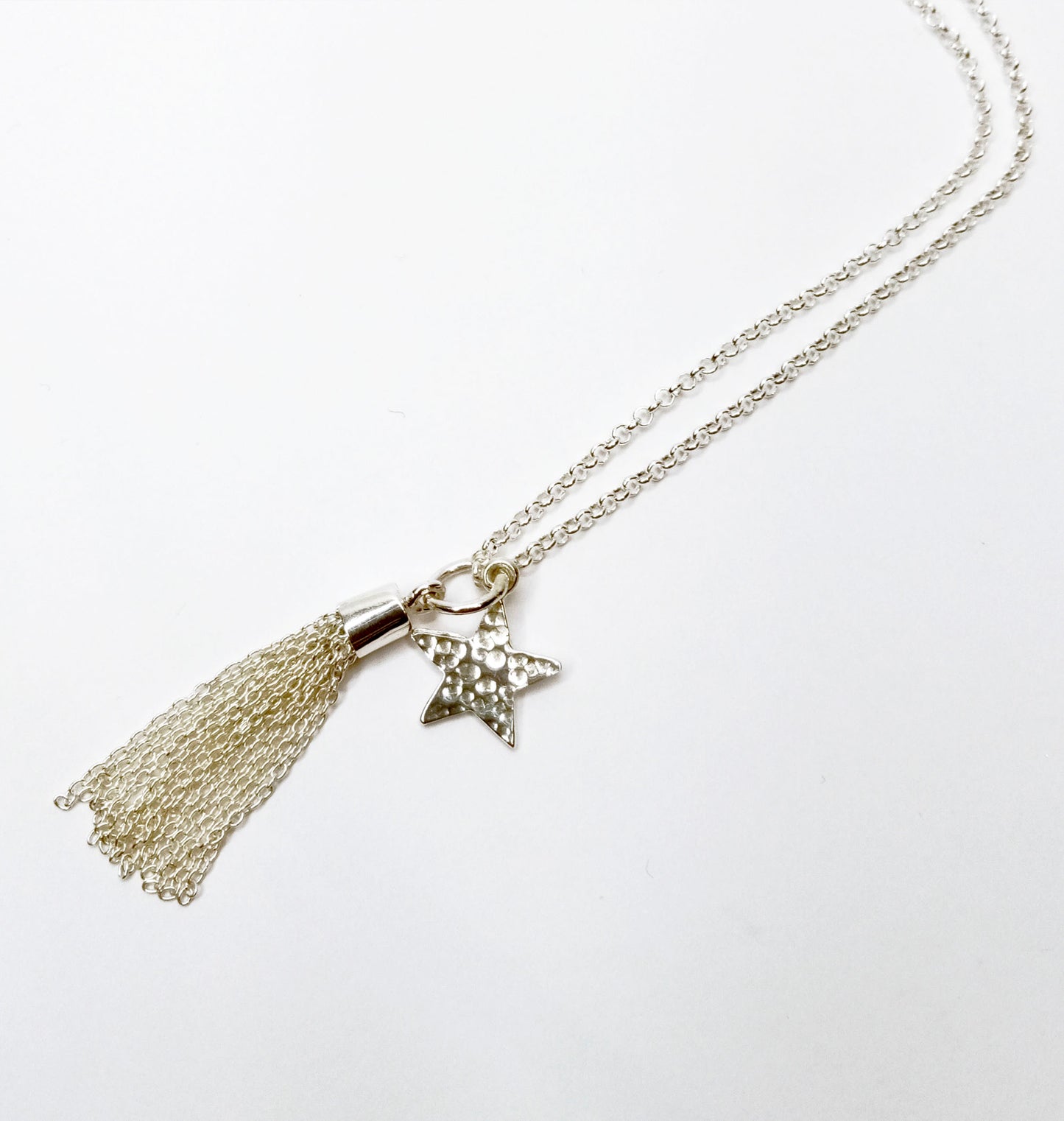 Shooting Star Silver Tassel Necklace