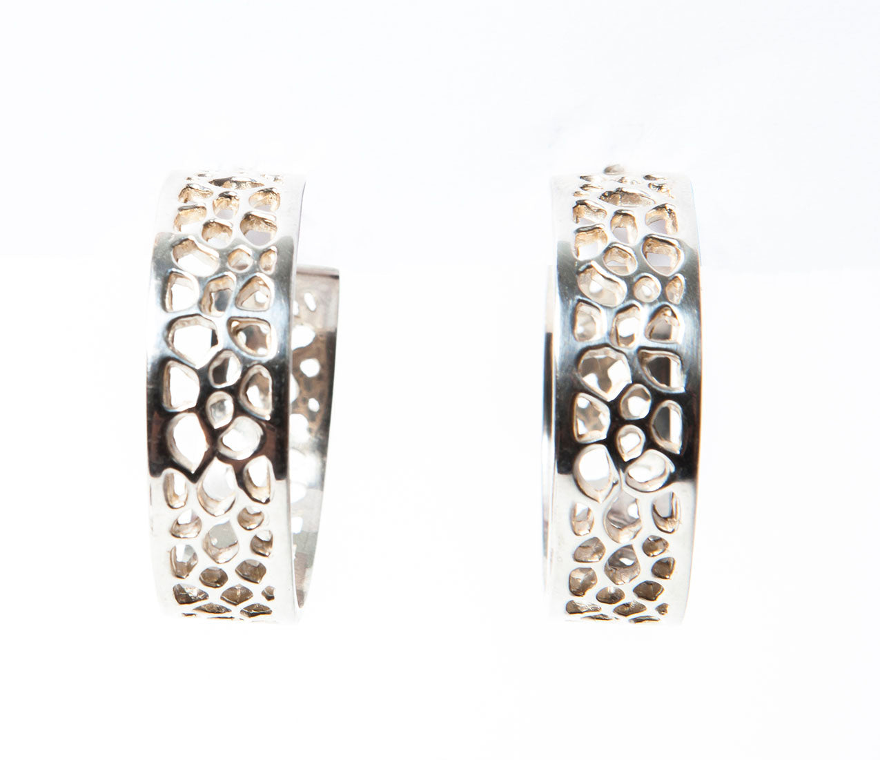 Labyrinth Chunky Coral Sterling Silver Hoops