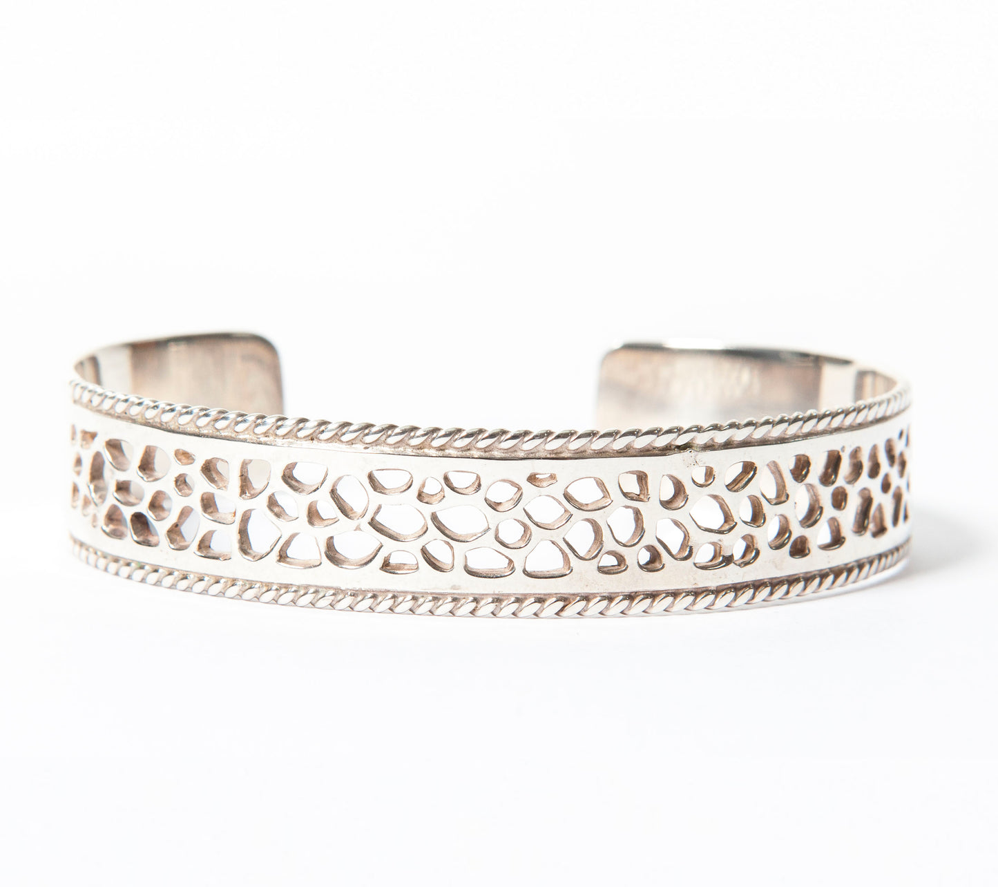 Labyrinth Sterling Silver Coral Bangle