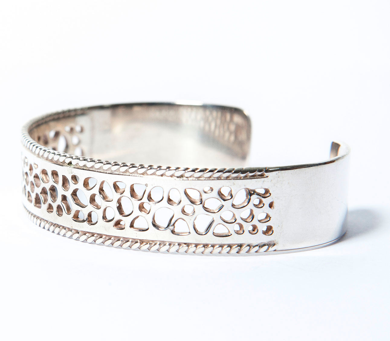 Labyrinth Sterling Silver Coral Bangle