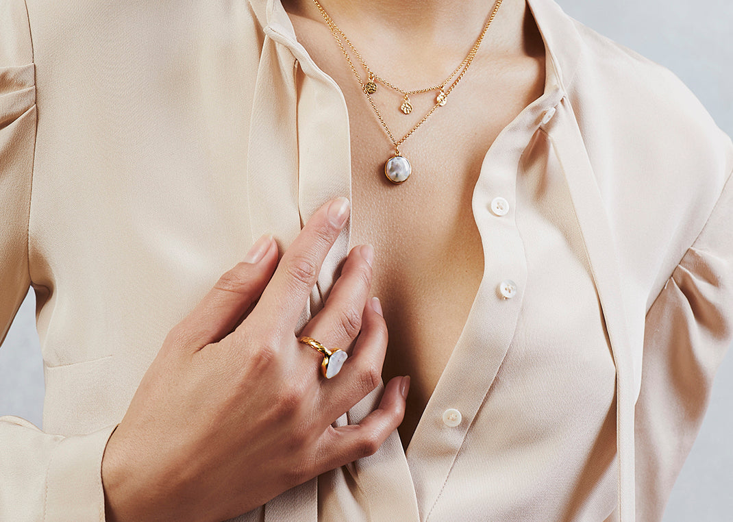 Keshi Pearl Set 1 - Necklace + Ring