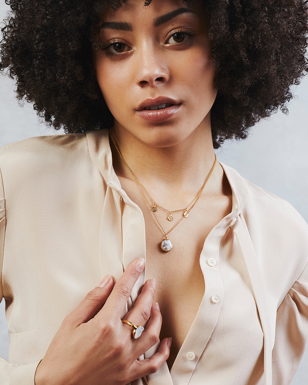 Keshi Pearl Set 1 - Necklace + Ring