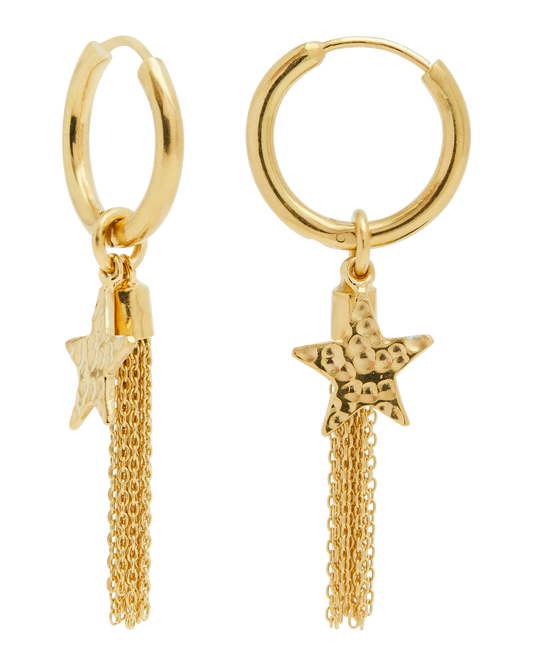 Shooting Star Gold Tassle Mini Hoops