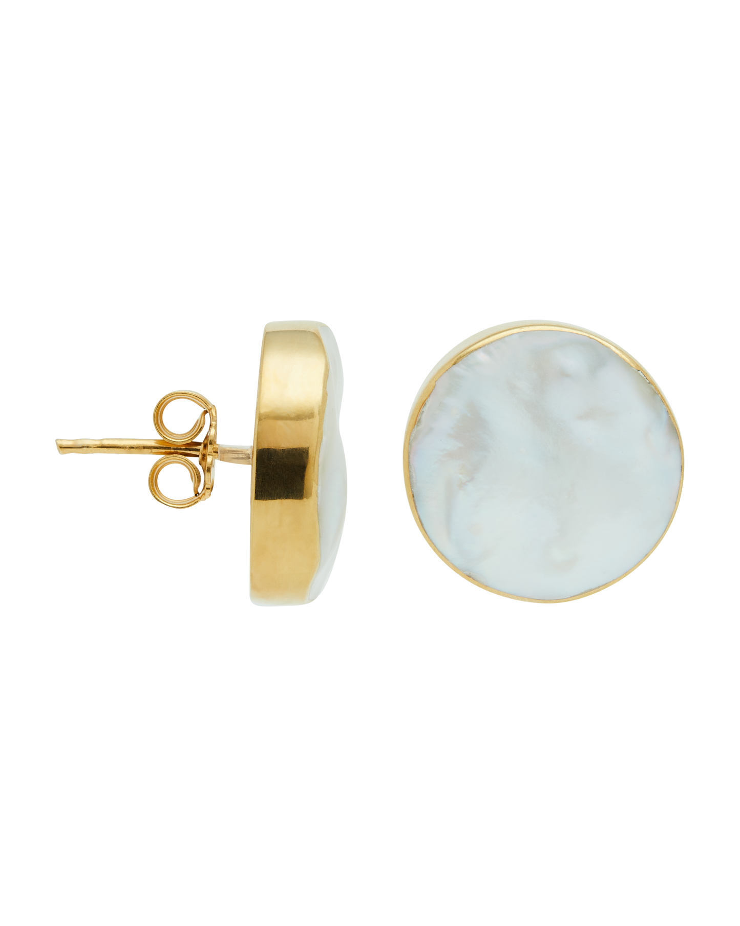 Natural Keishi Pearl Stud Earrings in Silver 925 with 18kt Gold Plate