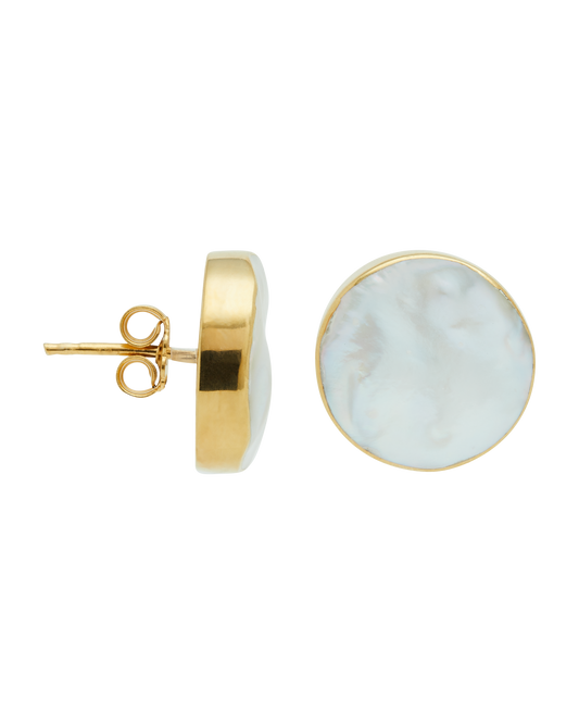 Keshi Pearl Gold Stud Earrings