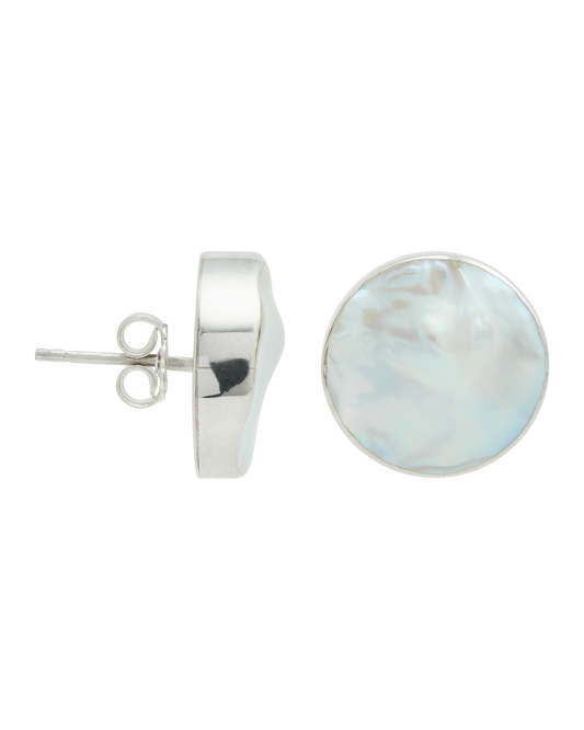 Keshi Pearl Silver Stud Earrings