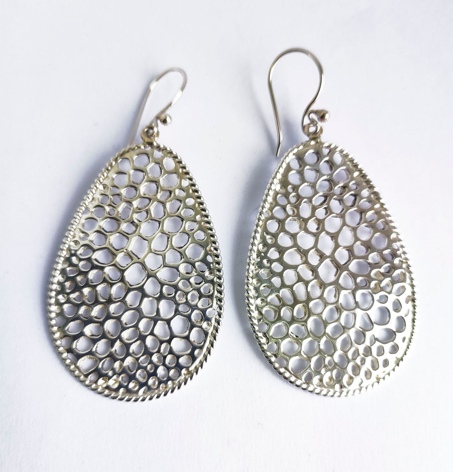 Labyrinth Teardrop Silver Hook Earrings