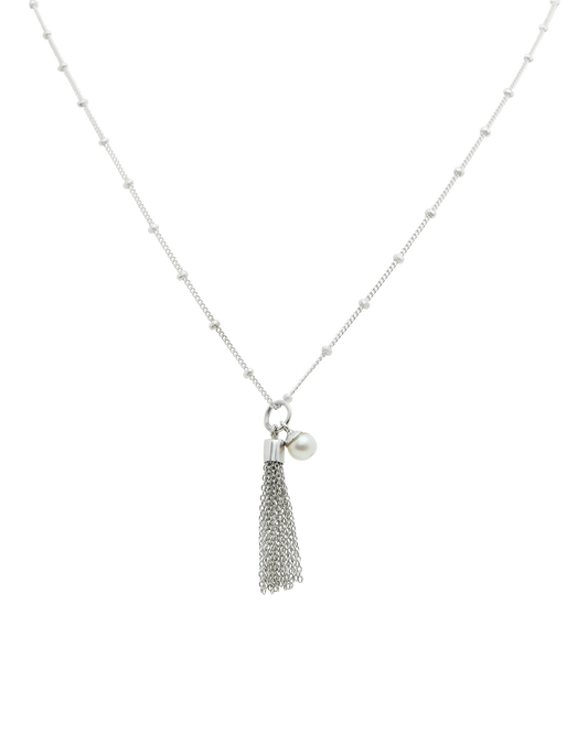 Keshi Seed Pearl Silver Tassle Necklace
