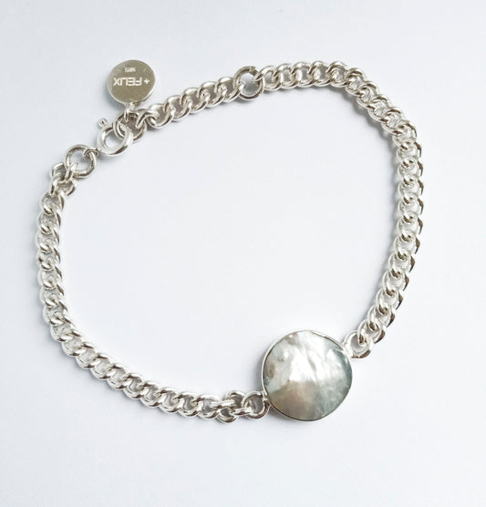 Baroque Pearl Cuban Chain Silver Bracelet
