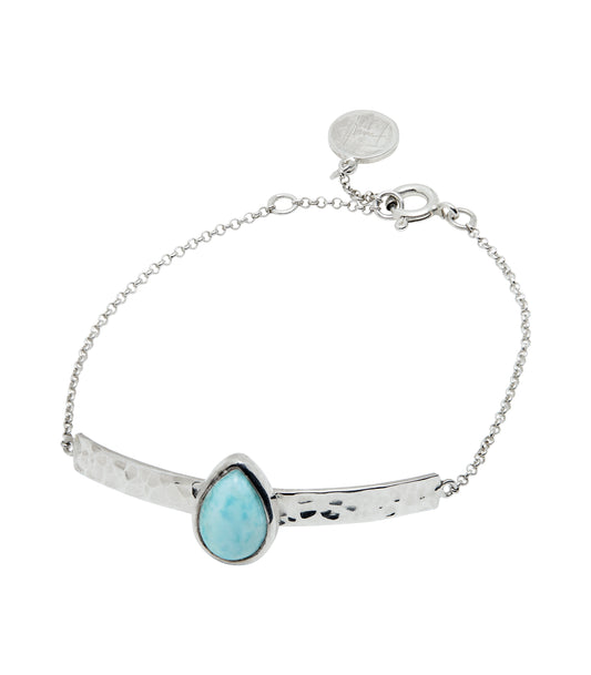 Voyage Larimar Silver Chain Signet Bracelet