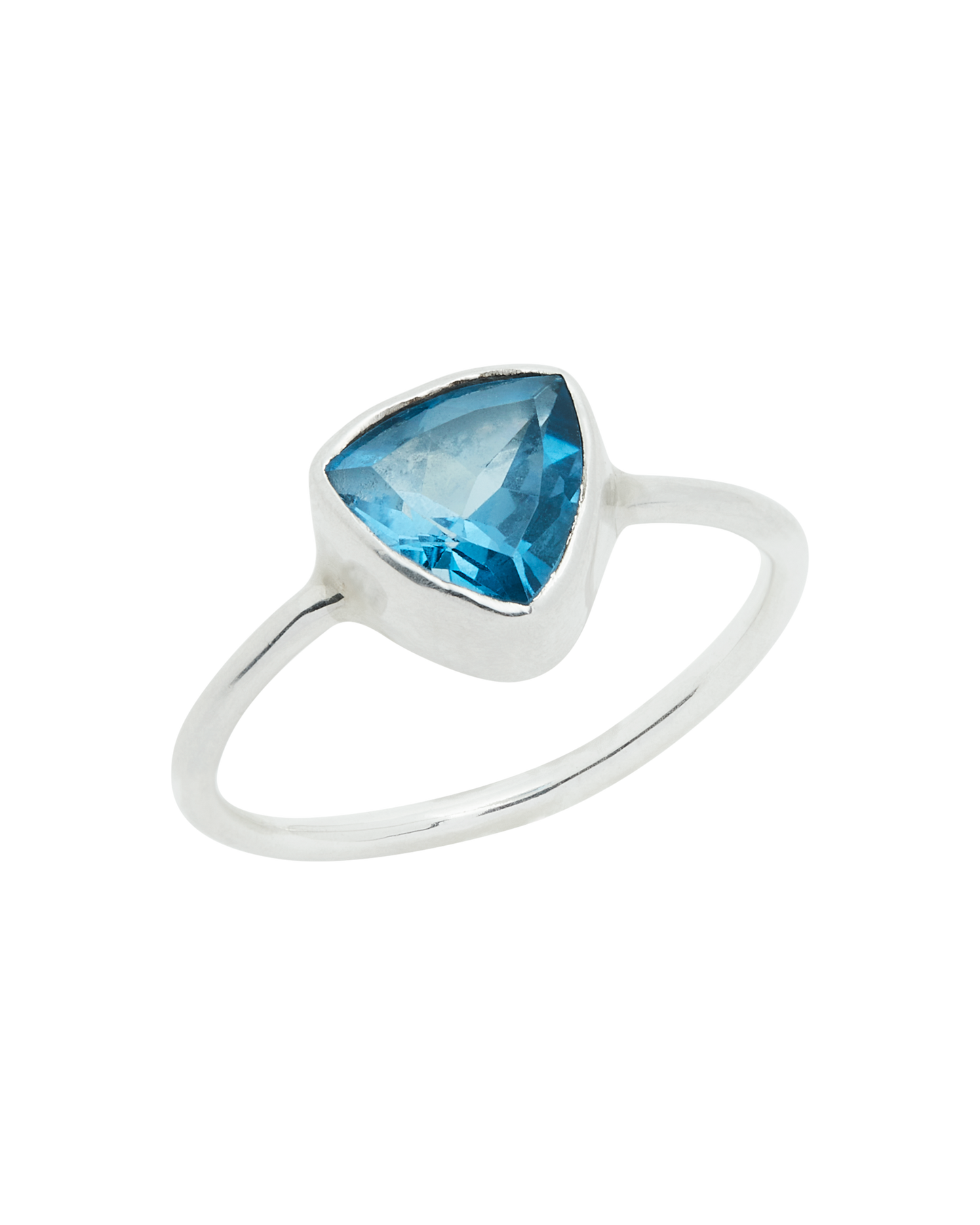 Light Blue Topaz Silver Triangle Promise Ring