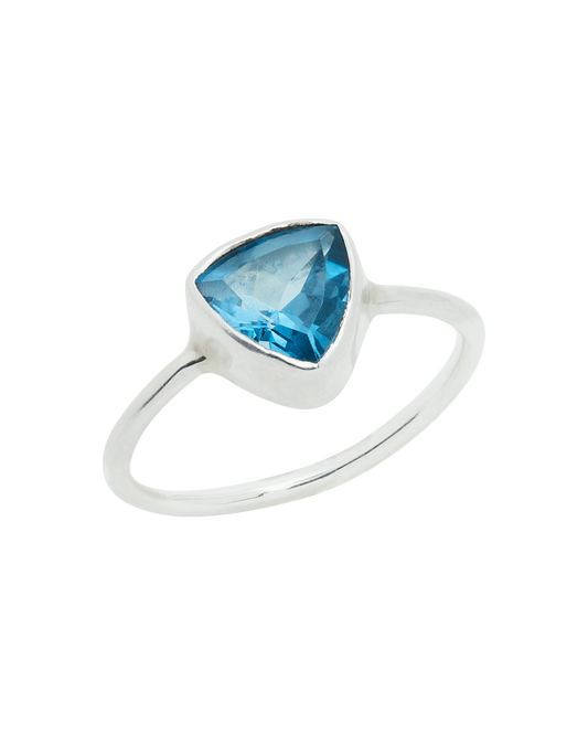 Light Blue Topaz Silver Triangle Promise Ring