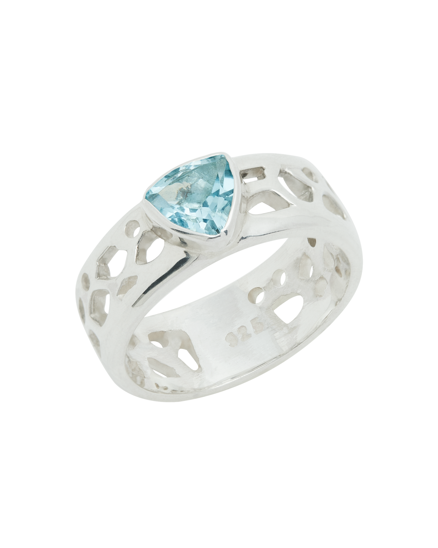 Trillion Light Blue Topaz Triangle Silver Ring