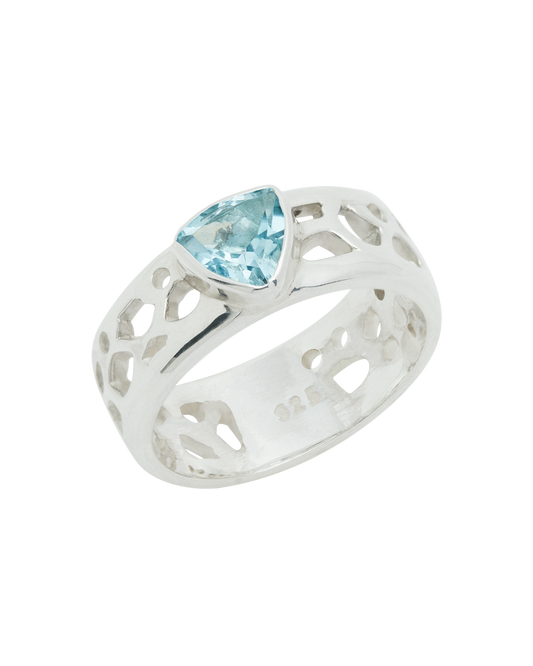 Trillion Light Blue Topaz Triangle Silver Ring