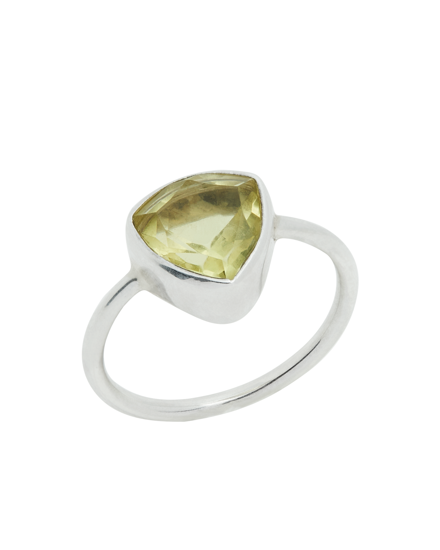 Lemon Quartz Silver Triangle Promise Ring
