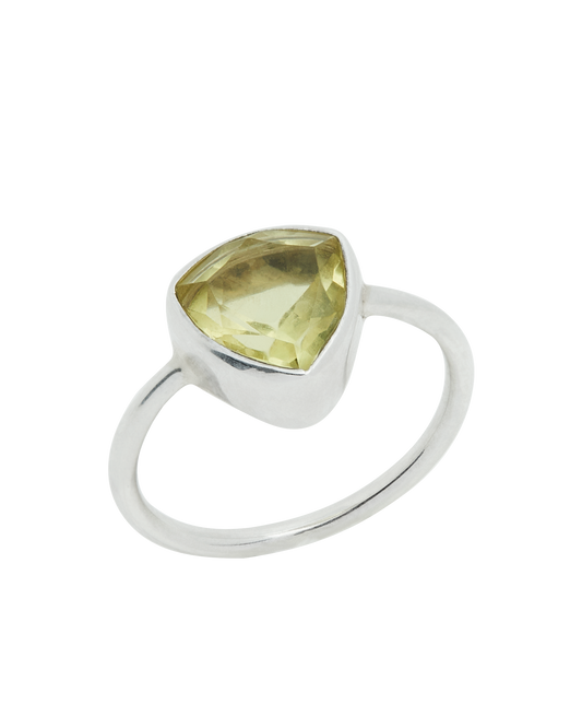 Lemon Quartz Silver Triangle Promise Ring