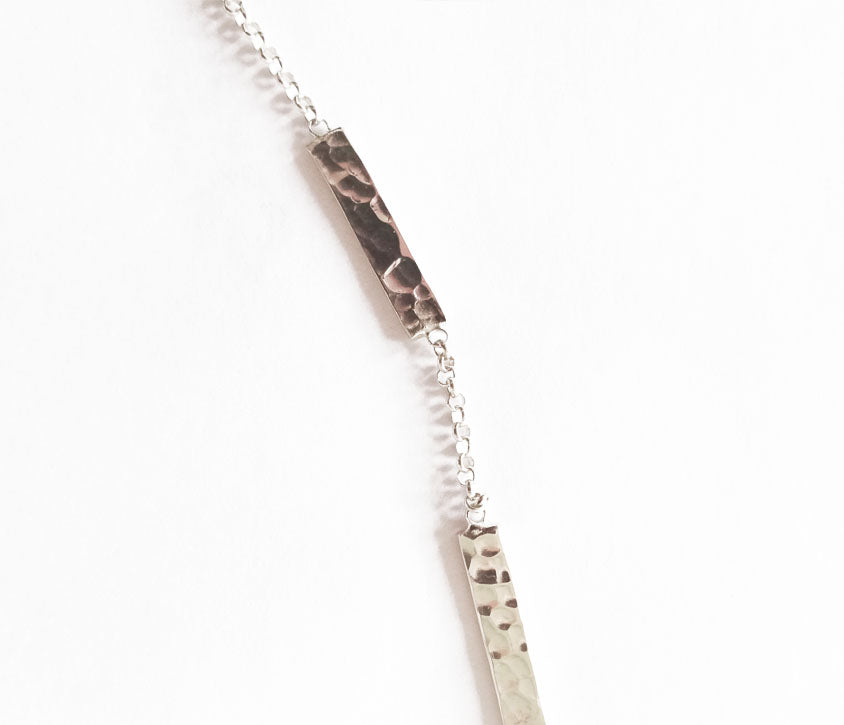 Hammered Silver Bar & Chain Unisex Choker