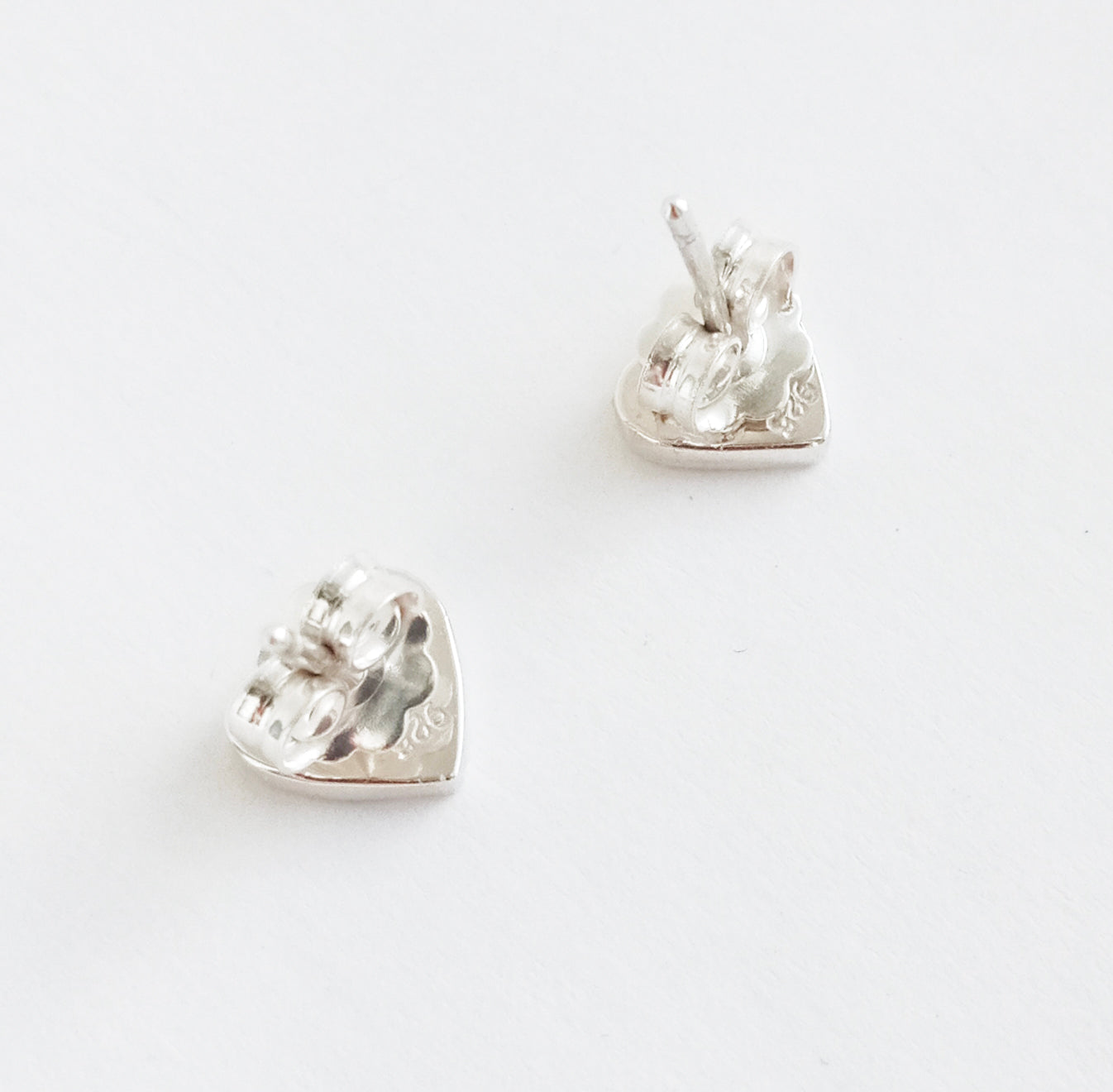 Hammered Sterling Heart Studs