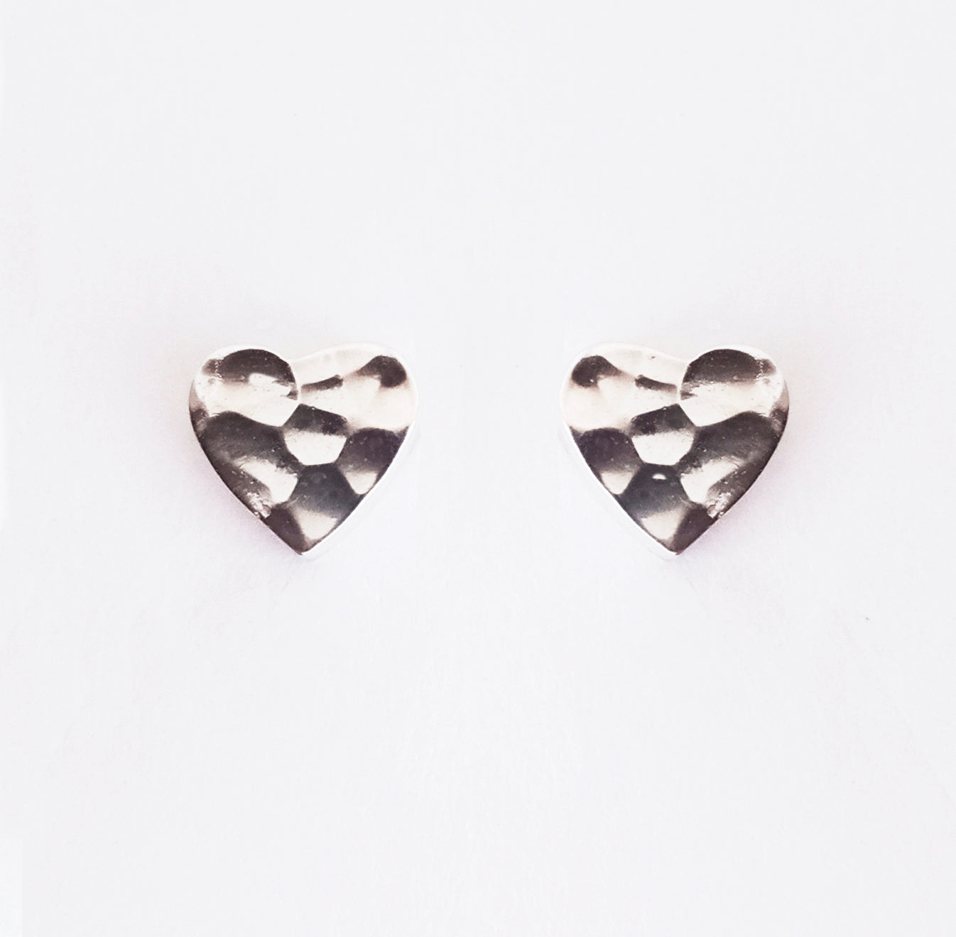 Hammered Sterling Heart Studs