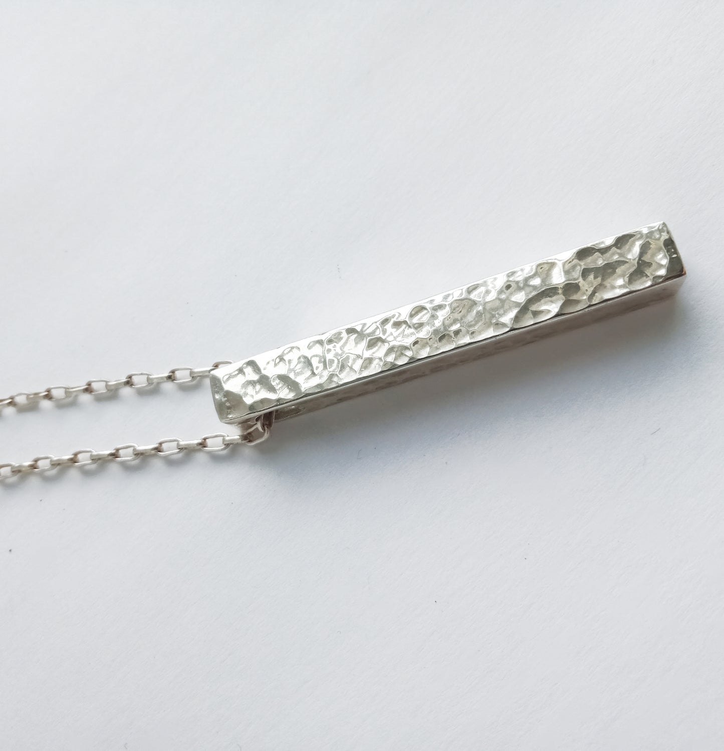 Hammered Sterling Silver Bar Pendant