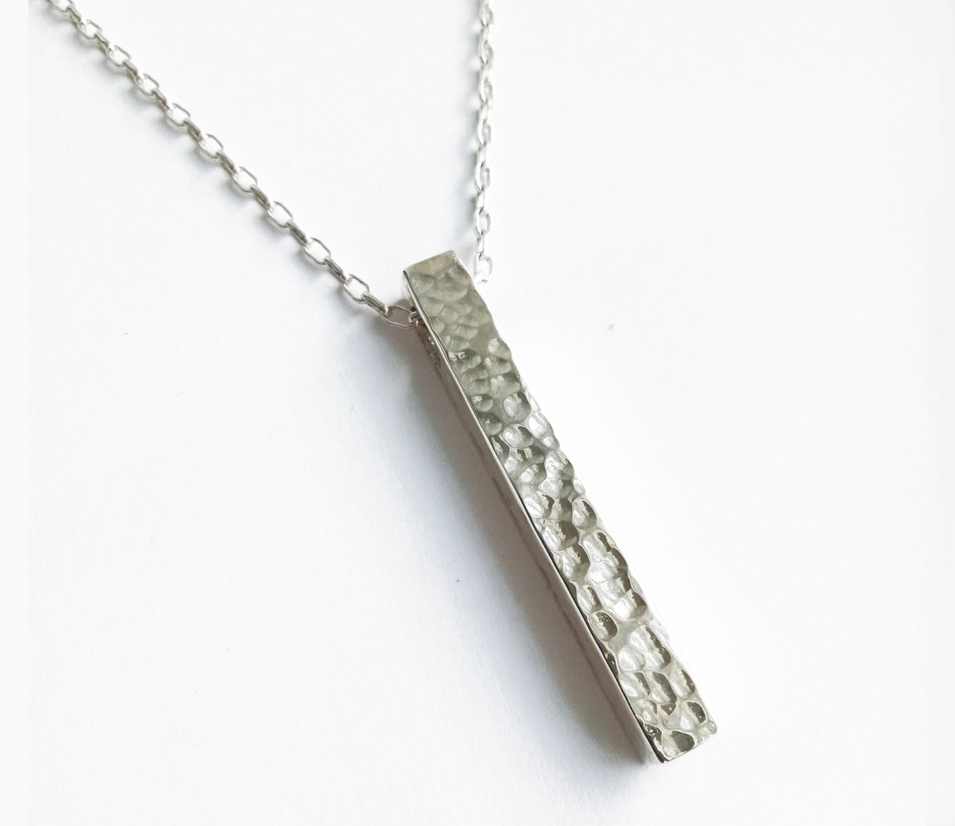 Hammered Sterling Silver Bar Pendant