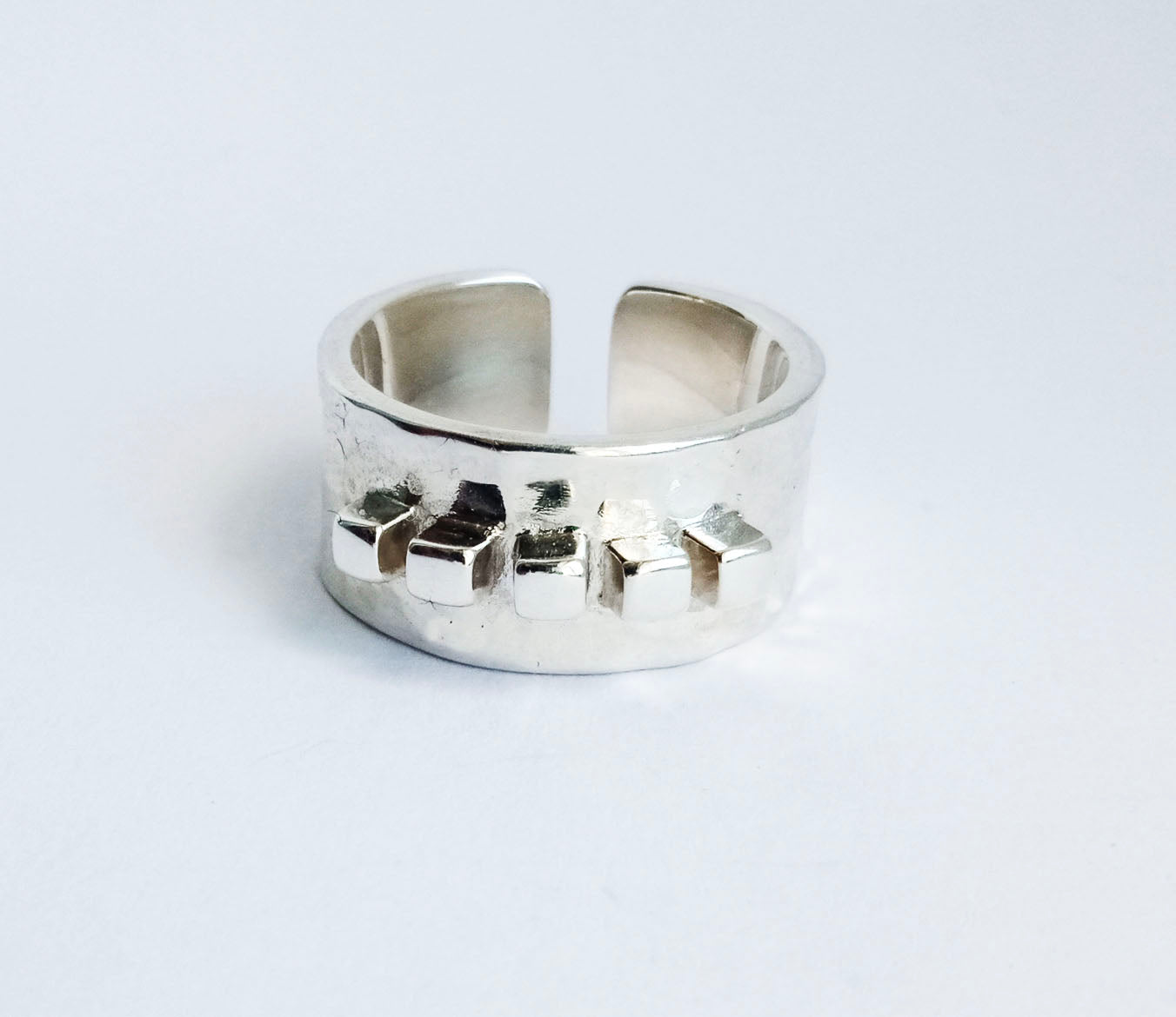 Gender Neutral Hammered Sterling Silver Chunky Ring