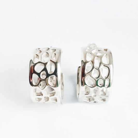 Labyrinth Coral Silver 15mm Fat Hoops