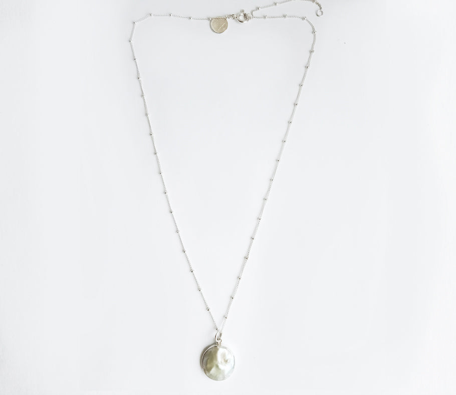 Sterling Silver Baroque Pearl Necklace