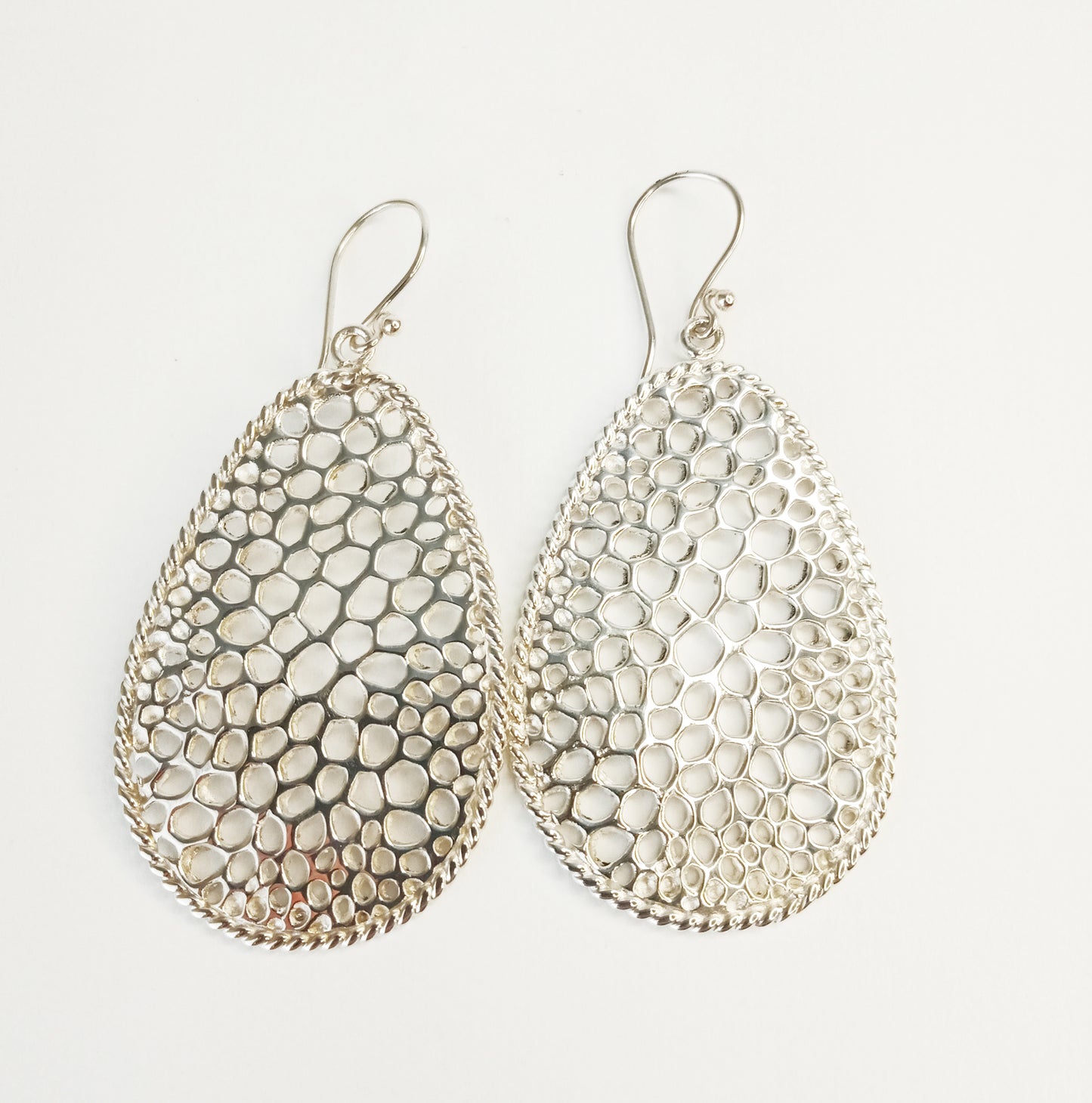 Labyrinth Teardrop Silver Hook Earrings