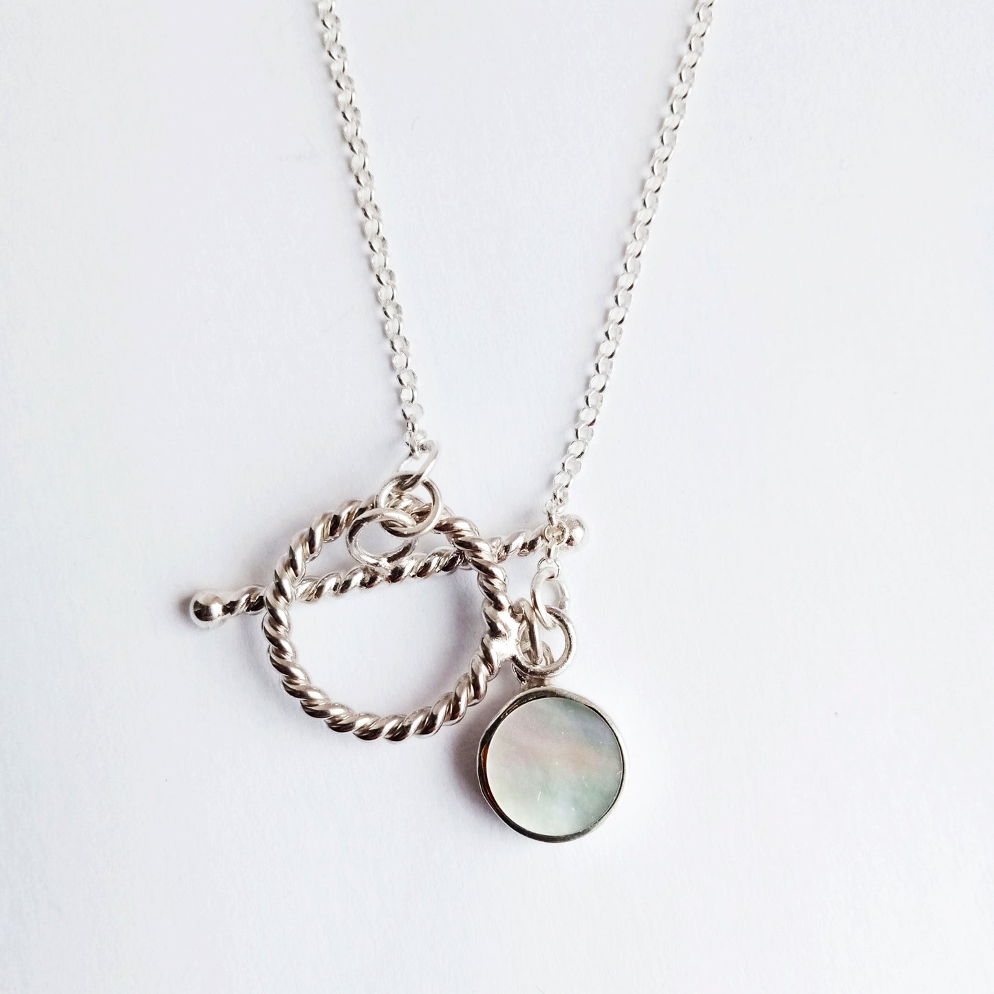 Mini Mother of Pearl Toggle Necklace