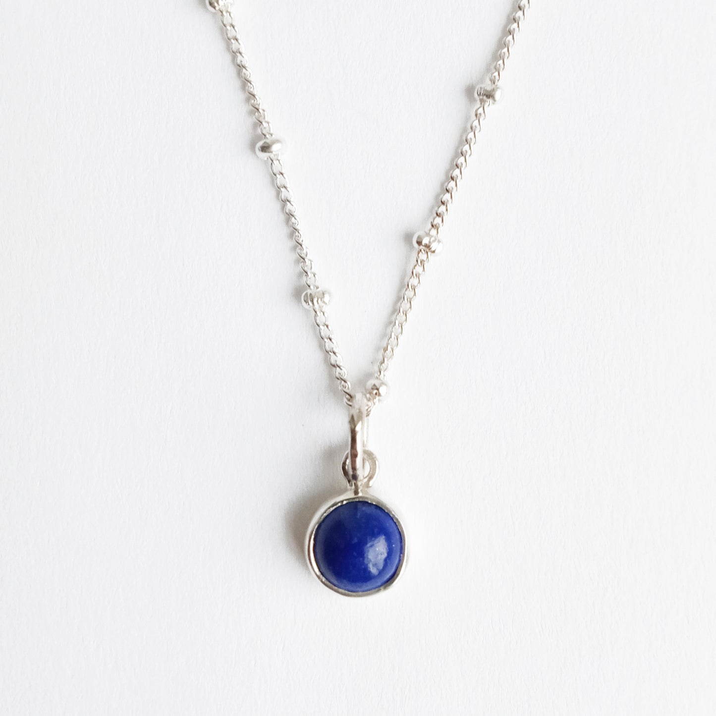 Sterling Silver 925 Lapis Lazuli Mini Gem Necklace