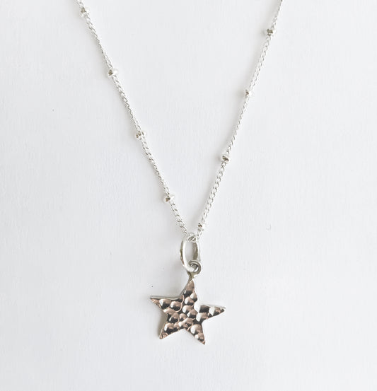 Dainty Silver Star Bobble Chain Necklace