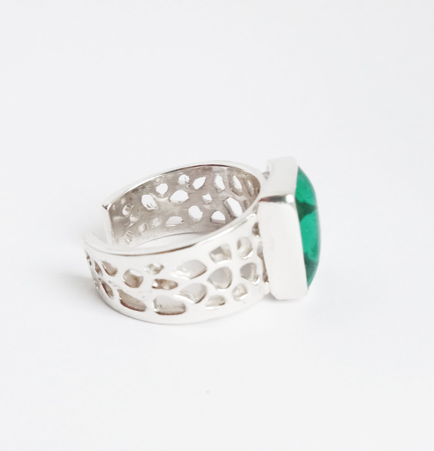 Gender Neutral Malachite Silver Chunky Signet Ring