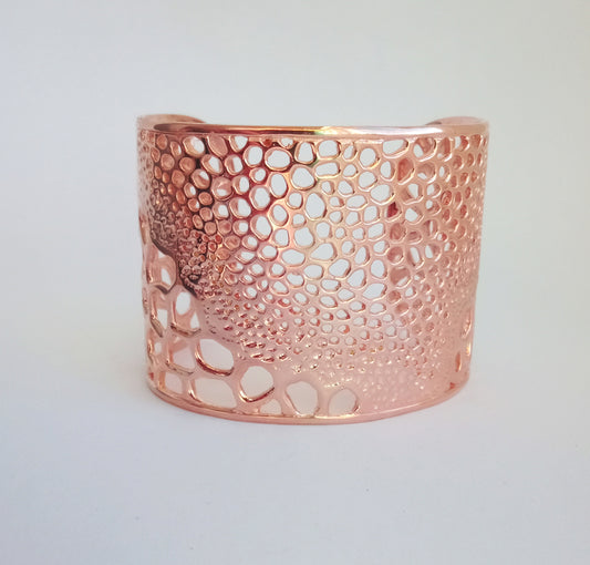 Labyrinth Rose Gold Coral Bangle Cuff Bracelet