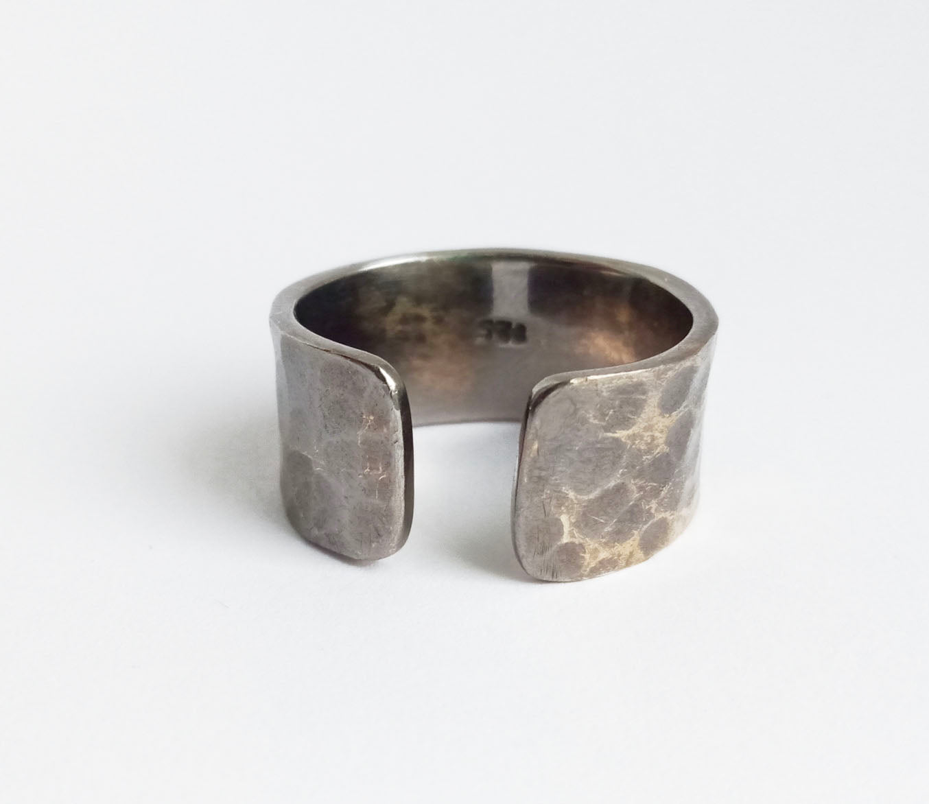 Unisex Black Rhodium Sterling Silver Chunky Cube Ring