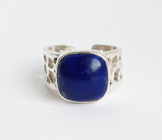 Gender Neutral Lapis Lazuli Silver Chunky Signet Ring