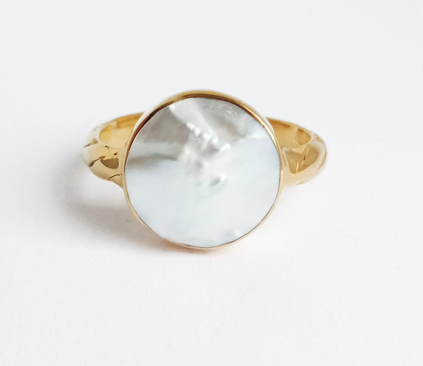 Baroque Pearl Gold Ring with Open Back