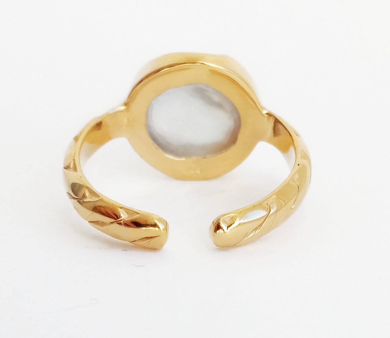 Baroque Pearl Gold Ring with Open Back