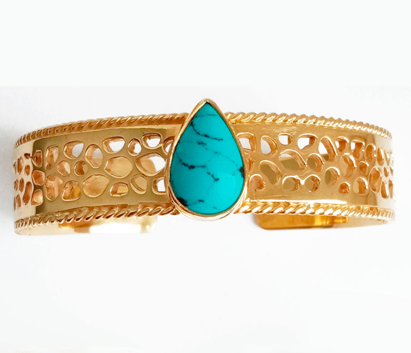 Labyrinth Turquoise Gemstone Coral Bangle