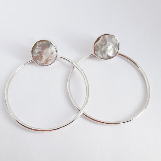 Large Baroque Pearl Sterling Silver Hoops